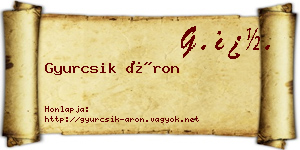 Gyurcsik Áron névjegykártya